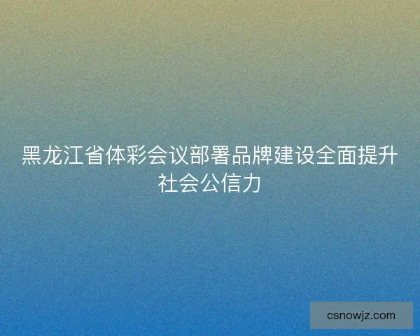 黑龙江省体彩会议部署品牌建设全面提升社会公信力