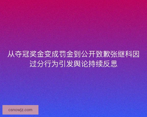从夺冠奖金变成罚金到公开致歉张继科因过分行为引发舆论持续反思