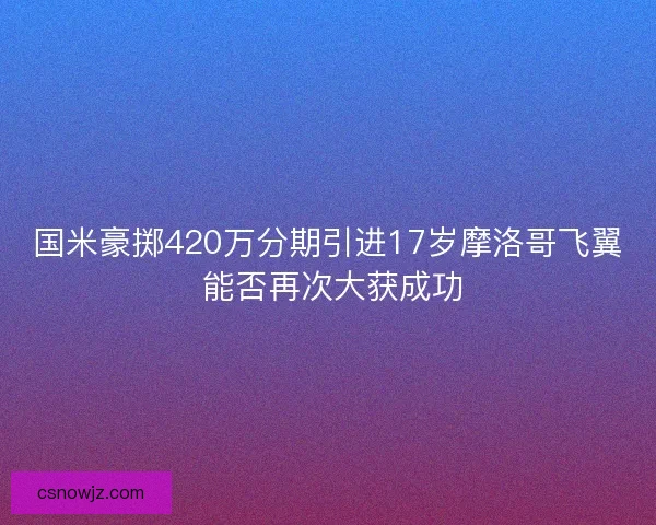 国米豪掷420万分期引进17岁摩洛哥飞翼 能否再次大获成功